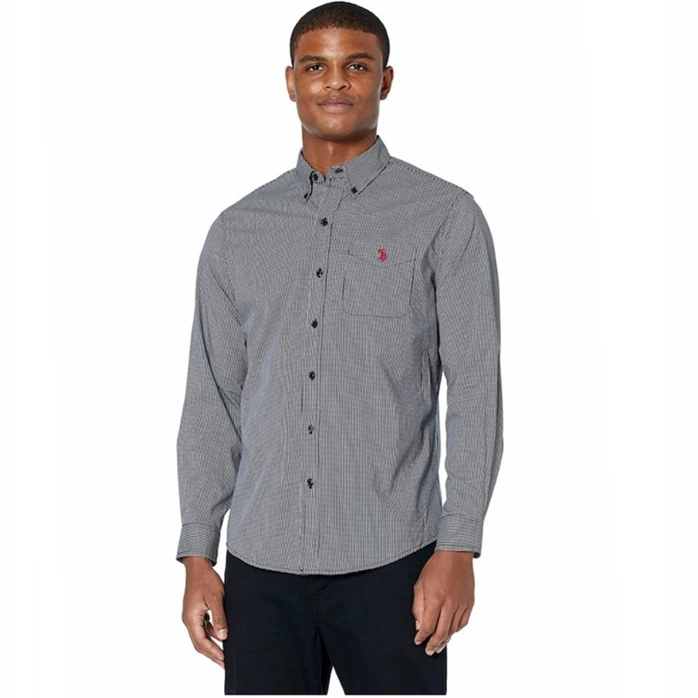 U.S. Polo Assn. Long Sleeve Yarn Dye Stretch Micro Check Woven Shirt